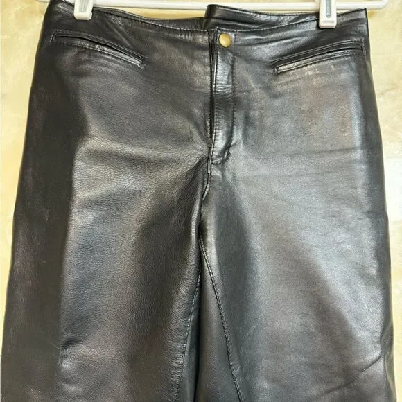 Maybe.com Argentina Black Genuine Leather Pants 6 - Picture 3 of 10